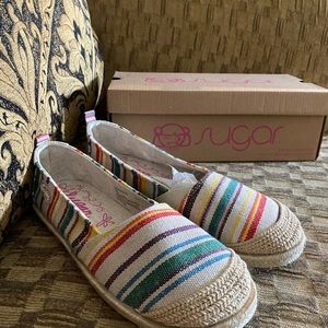 NIB Sugar Women’s Evermore Rainbow Slip-on Espadrilles Flats